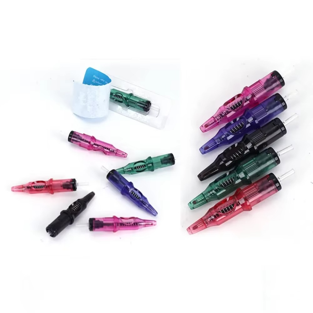 10pcs Tattoo Integrated Ballpoint Pen Disposable 5 Colors Universal Tattoo Drawing Practice Cartridge Needles for Rotary Machine