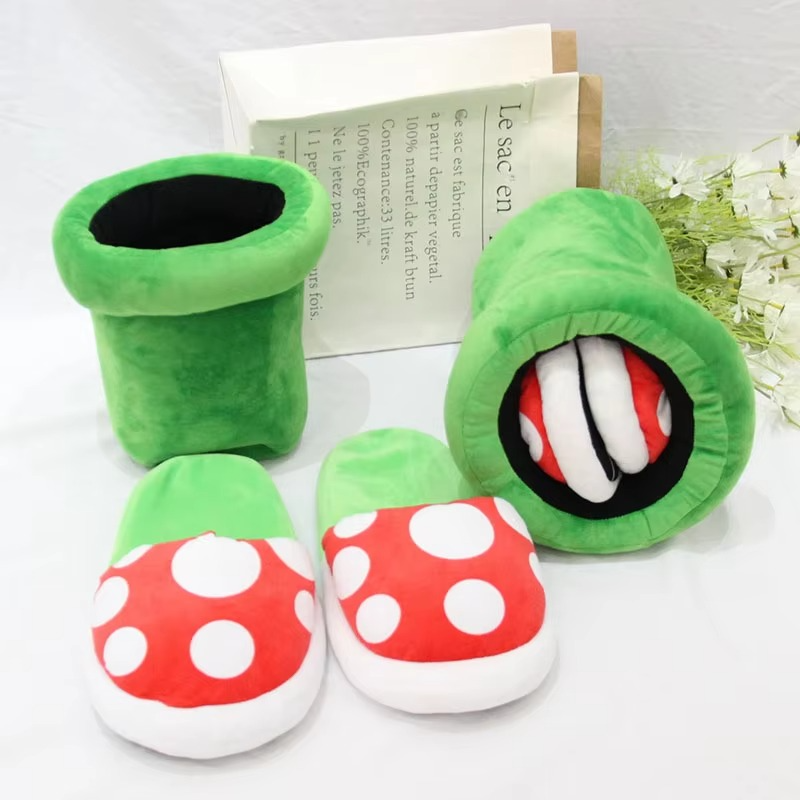 Plant slippers Cute Cotton Shoes with Green Pipe Pot Holder Valentine's Day Gifts