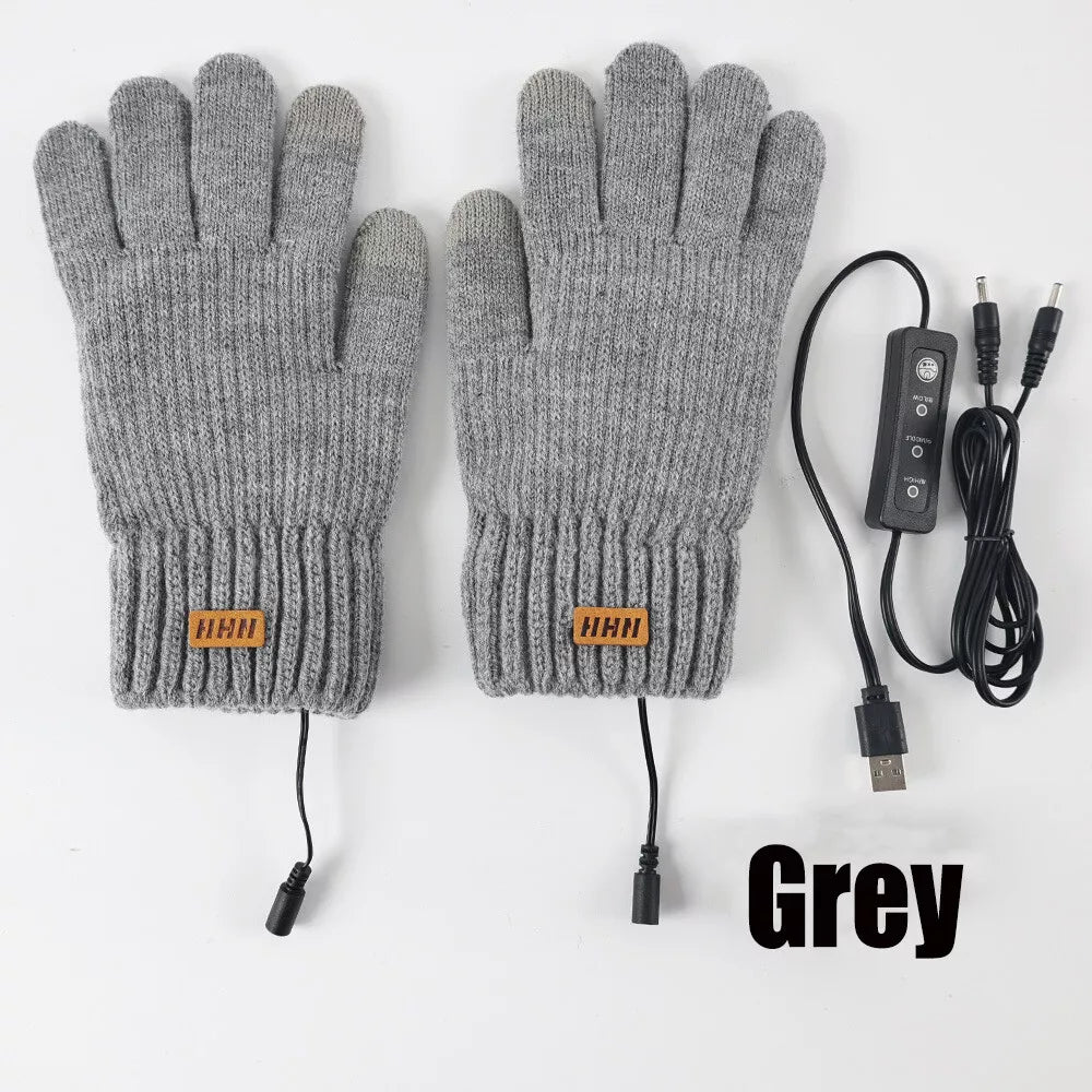 Electric Heated Gloves USB Rechargeable Touch Screen Warm Thermal Gloves Winter