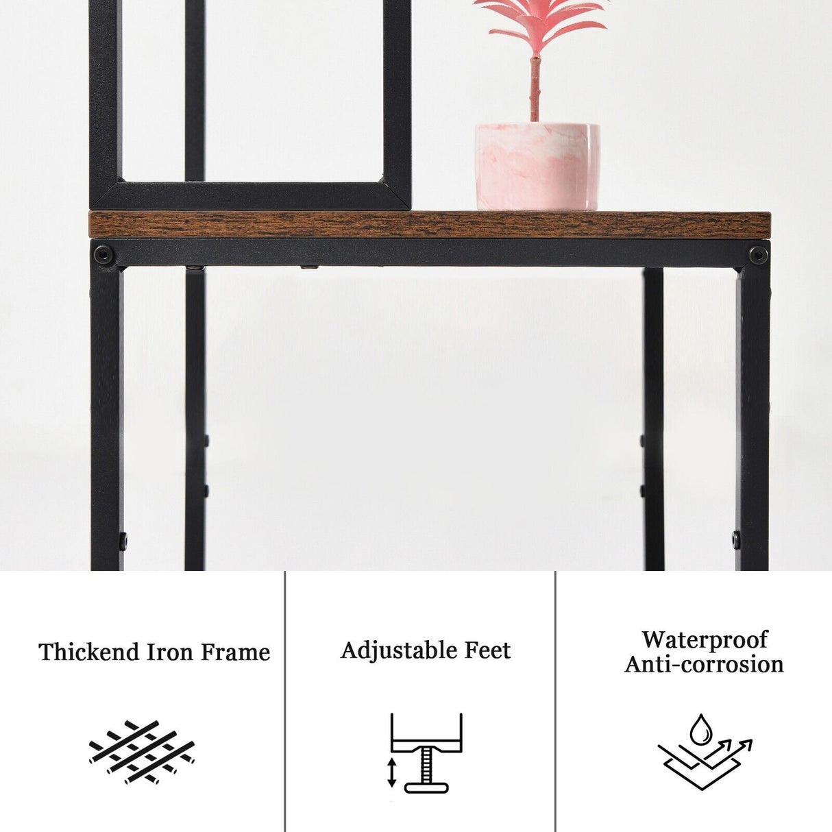 4 Tier Wooden Metal Desk Printer Stand Laptop with wheels Shelves Frame Storage