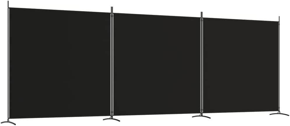 3-Panel Room Divider Living Room Bedroom Partition Privacy Protection Screen Room Separator Folding Dressing Wall Black Fabric