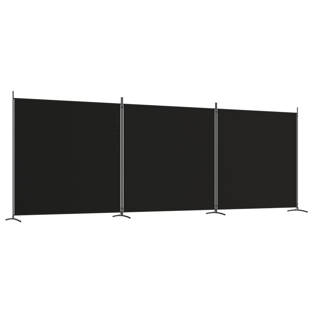 3-Panel Room Divider Living Room Bedroom Partition Privacy Protection Screen Room Separator Folding Dressing Wall Black Fabric