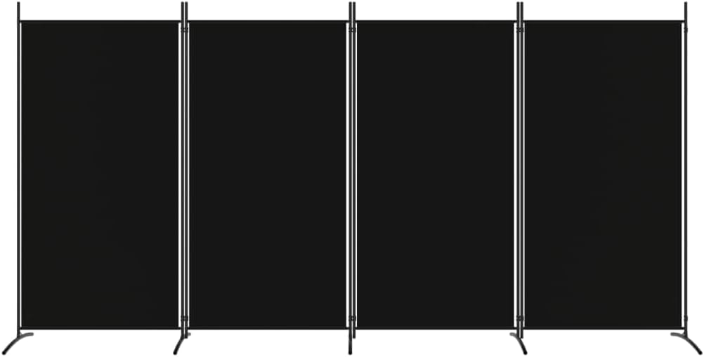 4-Panel Room Divider Living Room Bedroom Partition Privacy Protection Screen Room Separator Folding Dressing Wall Black Fabric