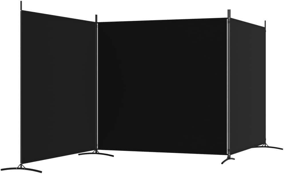 3-Panel Room Divider Living Room Bedroom Partition Privacy Protection Screen Room Separator Folding Dressing Wall Black Fabric