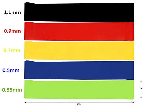 Resistance Bands - Set of 5 Rubber Latex Exercise Bands, Resistance Loops Workout Fitness Band for Physical Therapy, Legs, Butt Booty Bands, Home Fitness, Glutes, Yoga, Stretching with Carry Bag