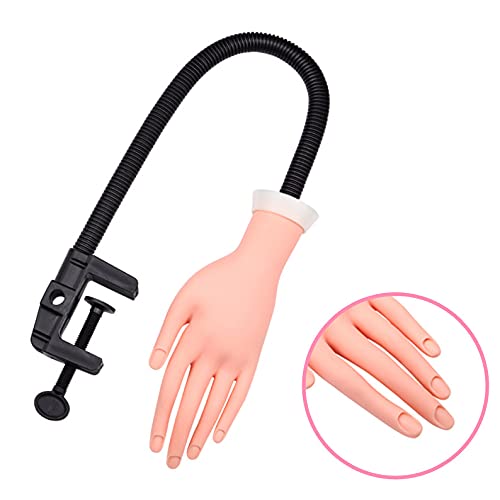 Nail Art Soft Practice Hand with Flexible Stand Desk Clamp, Beauties Factory Moveable Training Hand Trainer Practice Kit False Hands For Nail Design Practice Tool