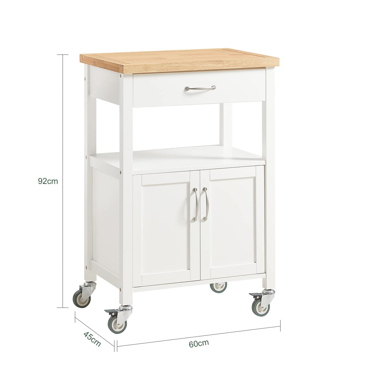 Kitchen Trolley Cart Storage Trolley Serving Trolley Kitchen Cabinet with Rubber Wood Worktop