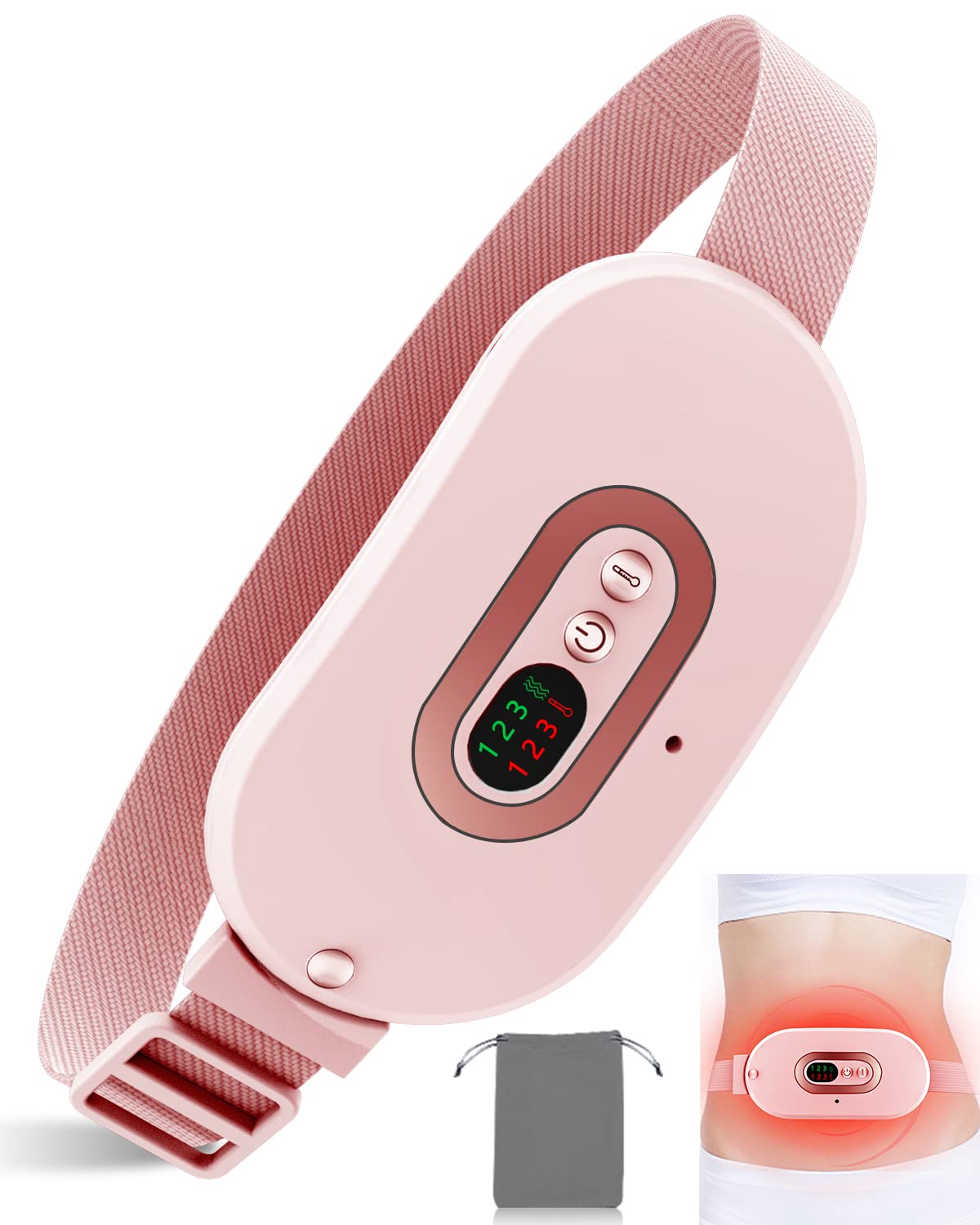Heating Pads for Cramps-Electric Cordless Menstrual Heating Pad,Portable Pink Period Cramp Simulator Machine,Best USB Battery Operated Heat Pads with Massager for First Period Lower Back Pain Relief