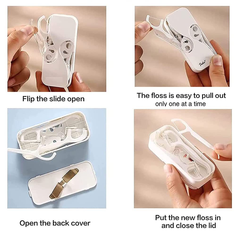 Portable Floss Dispensers,4Pcs Portable Dental Floss Dispensers,Refillable Travel Dental Floss Dispenser,Dental Floss Portable Cases Dispenser,Dental Floss Picks Dispenser Dental Floss Portable Cases