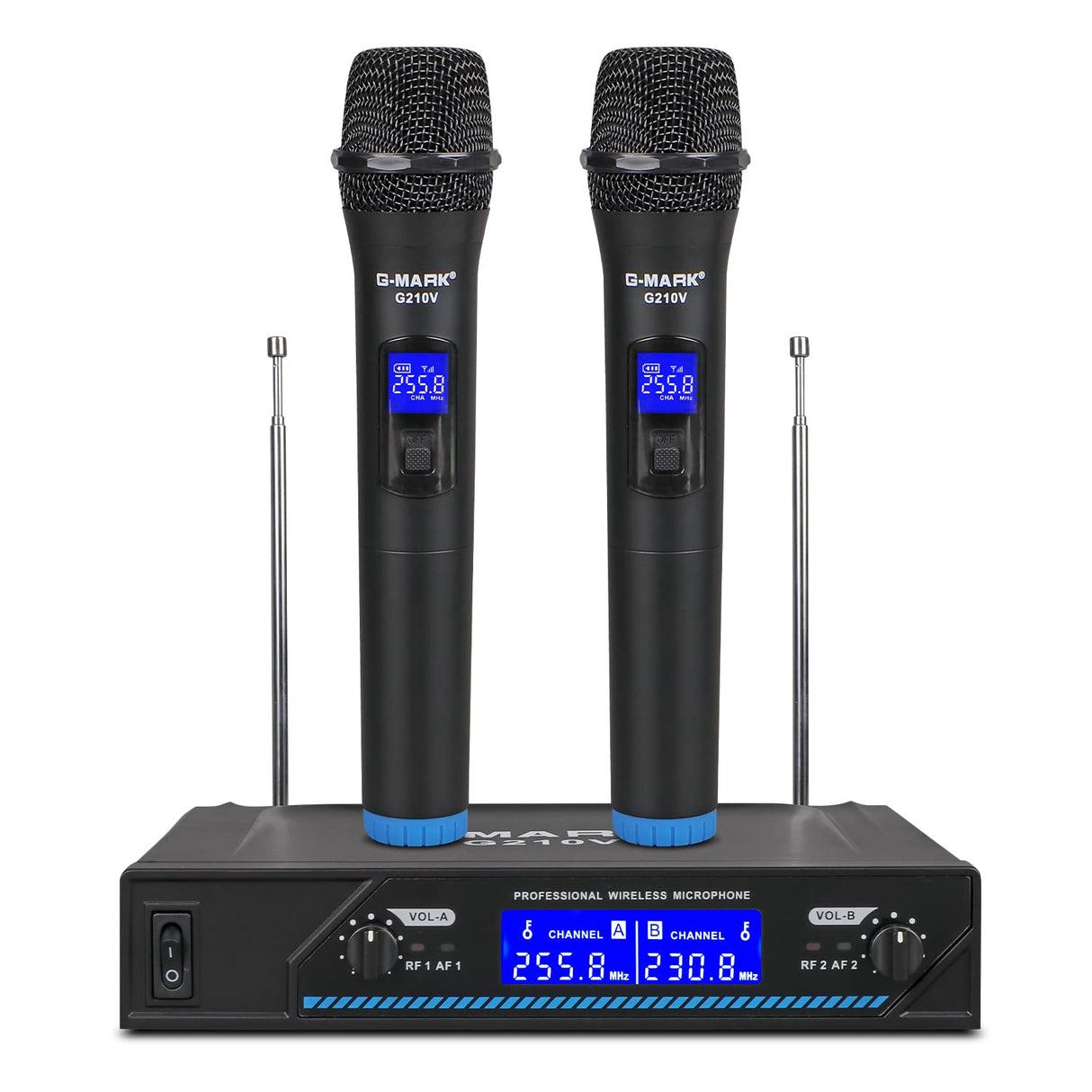 G-MARK G210V Wireless Microphone Set Wireless Microphone Professional 2 Channel Karaoke Microphone for Party Singing in The Church