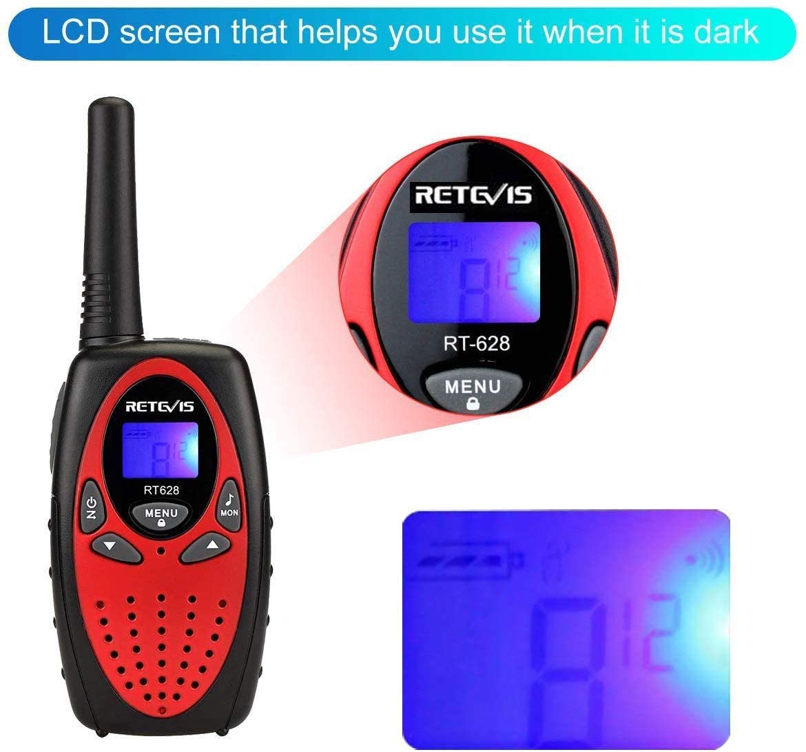 Retevis RT628 Kids Walkie Talkies 8 Channel FRS Toy for Kids Uhf FRS 2 Way Radio Toy(Red, 2 Pack)