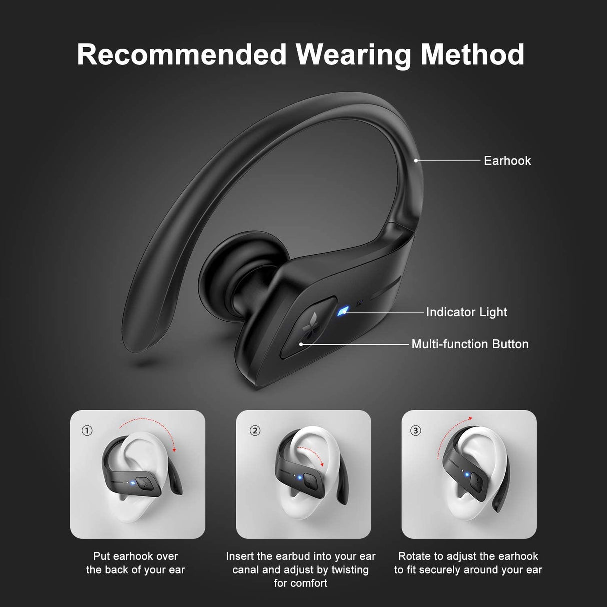 Axloie Wireless Earbuds, Bluetooth 5.0 Headphones True Wireless Premium Deep Bass IPX7 Waterproof 35H Playtime in-Ear TWS Stereo Earphones with Charging Case for Sport Running Gym Workout (BlackUpgraded)