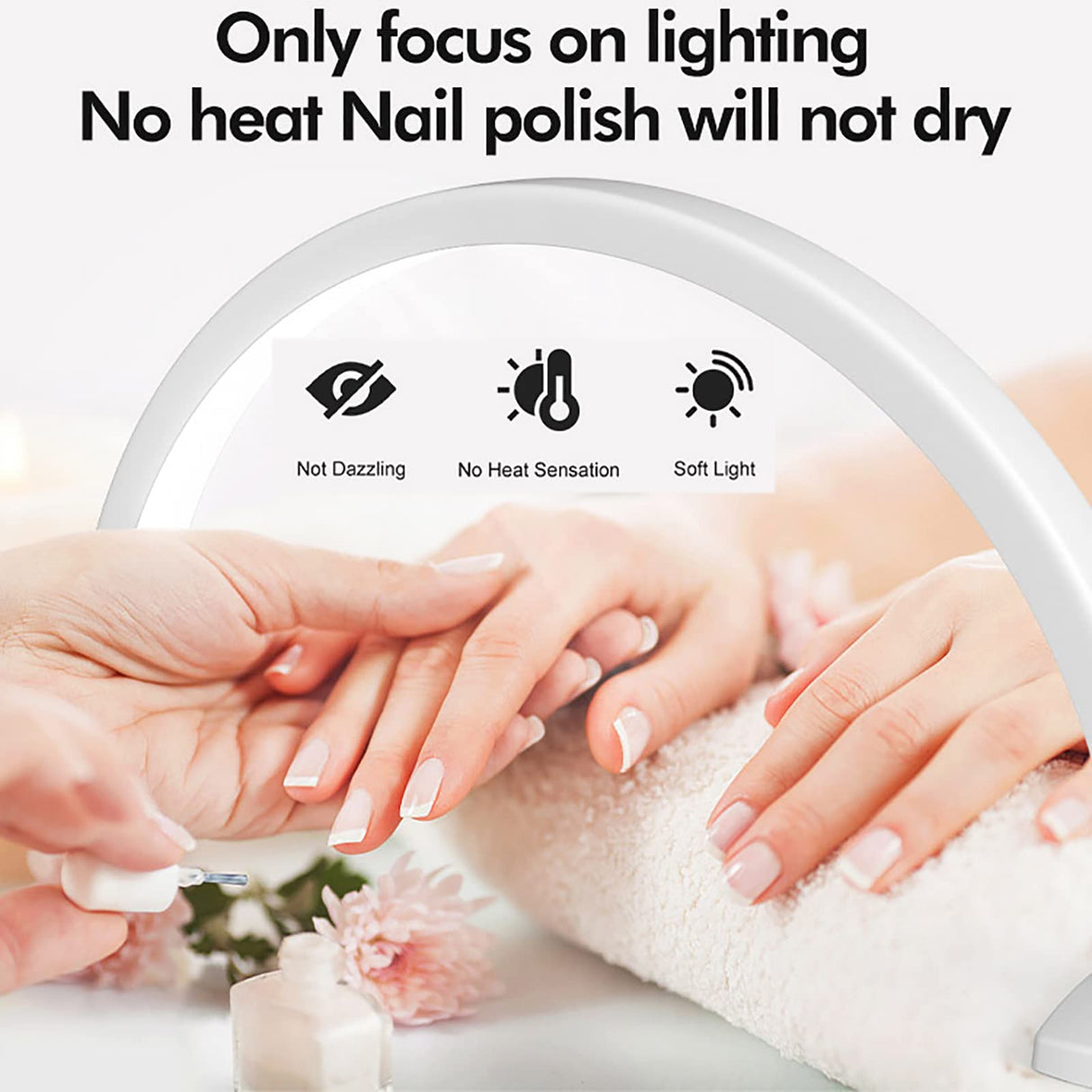 Lash Light for Eyelash Extensions, Desk Lash Lamp, Portable Half Moon Desk Lamp, 3000-6000K Led Nail Desk Lamp for Tattoo Artists, Beauty, Eyebrows,White