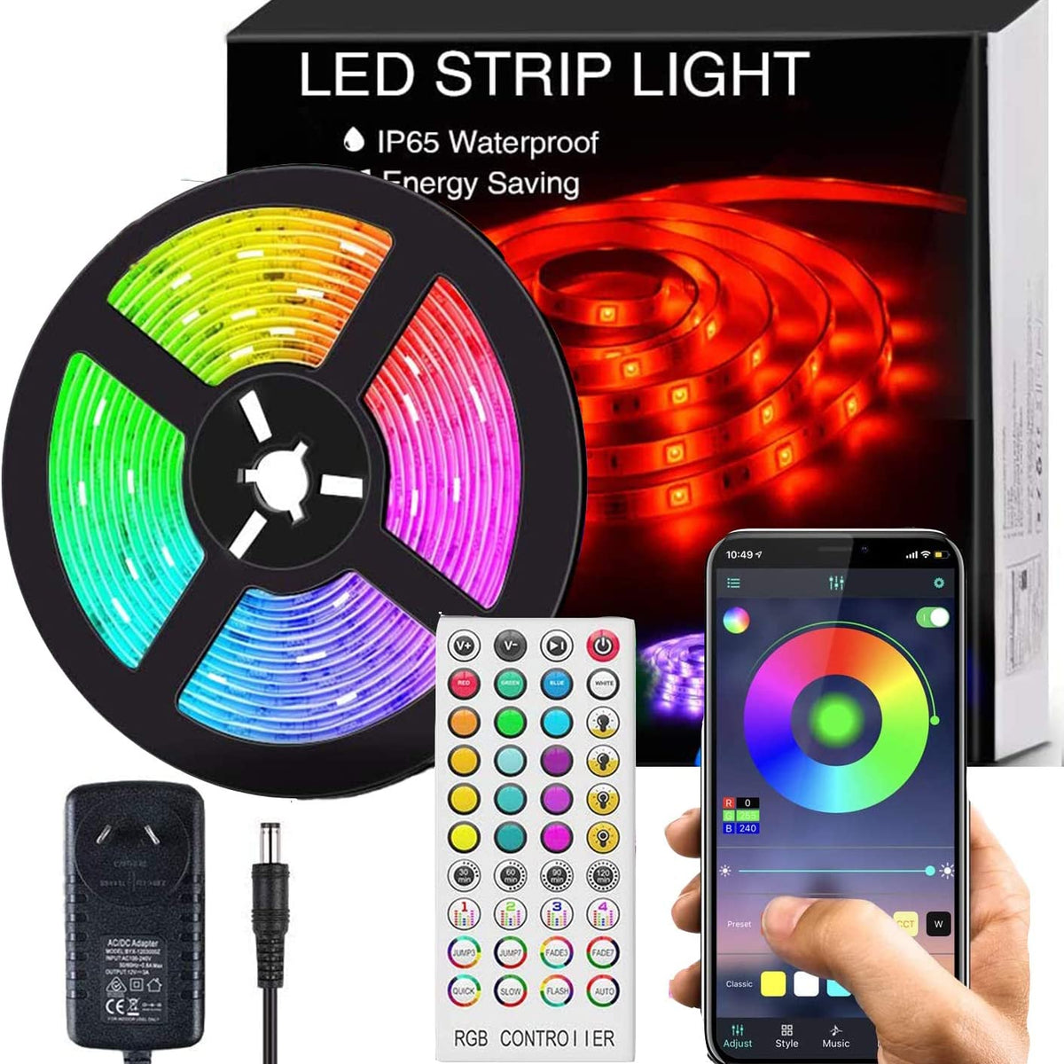 Bluetooth LED Strip Lights Music Sync, Waterproof 5m 5050 RGB 150 LEDs Easy Bargains Australia
