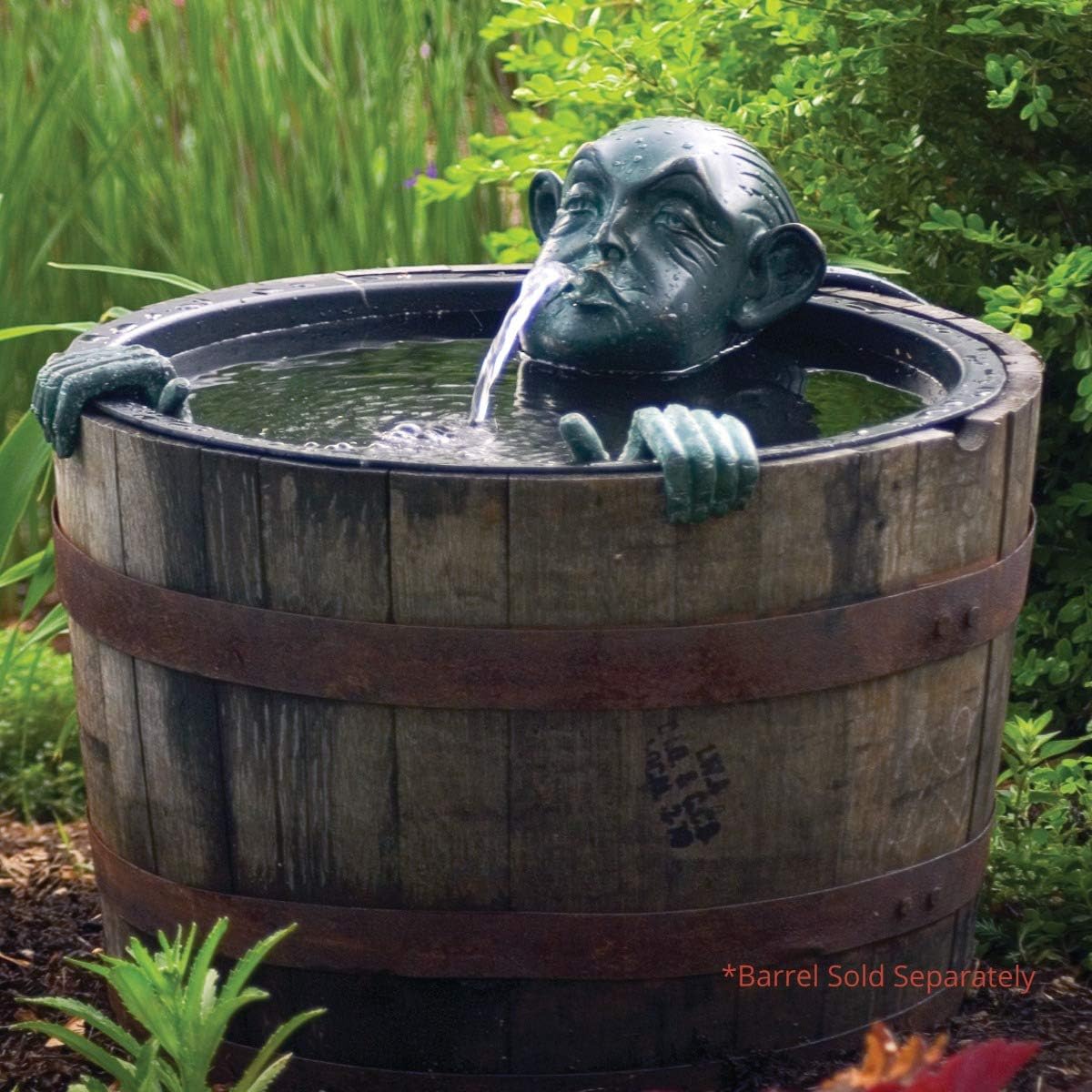 Man in Barrell Spitter Fountain