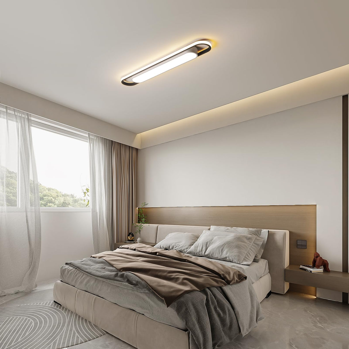 Modern LED Ceiling Light,28.3" Flush Mount Ceiling Lamp,50W Dimmable Metal Ceiling Chandelier Lighting Fixture for Living Room Bedroom Dining Room Office Hallway Aisle