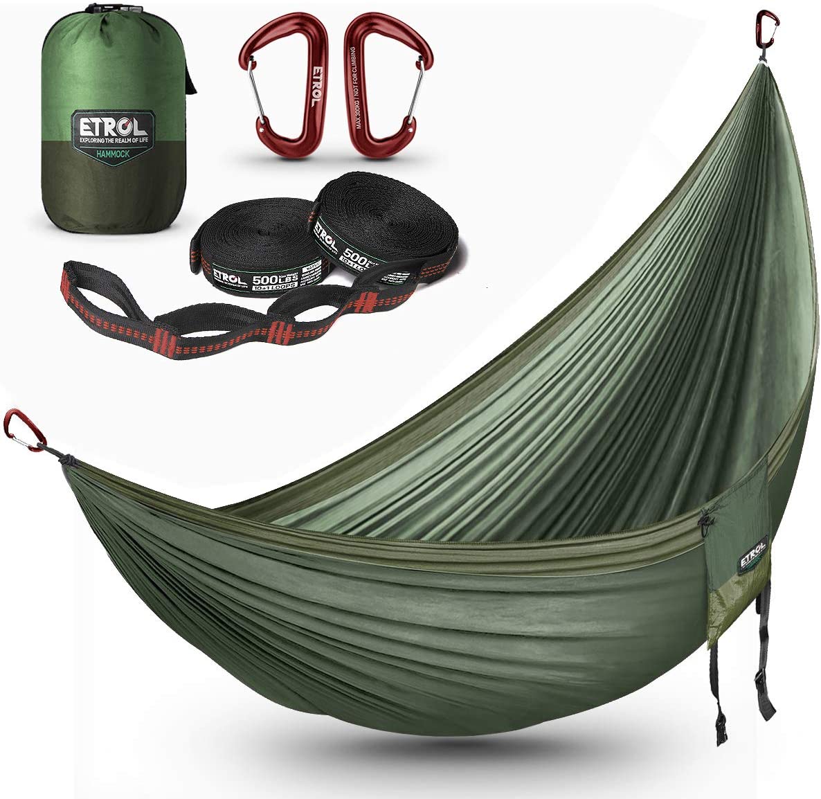 Large Hammock Camping Lightweight Parachute Portable Hammocks for Travel, Indoor, Outdoor Backpacking, Beach Includes Tree Straps and Aluminium Alloy Carabiners