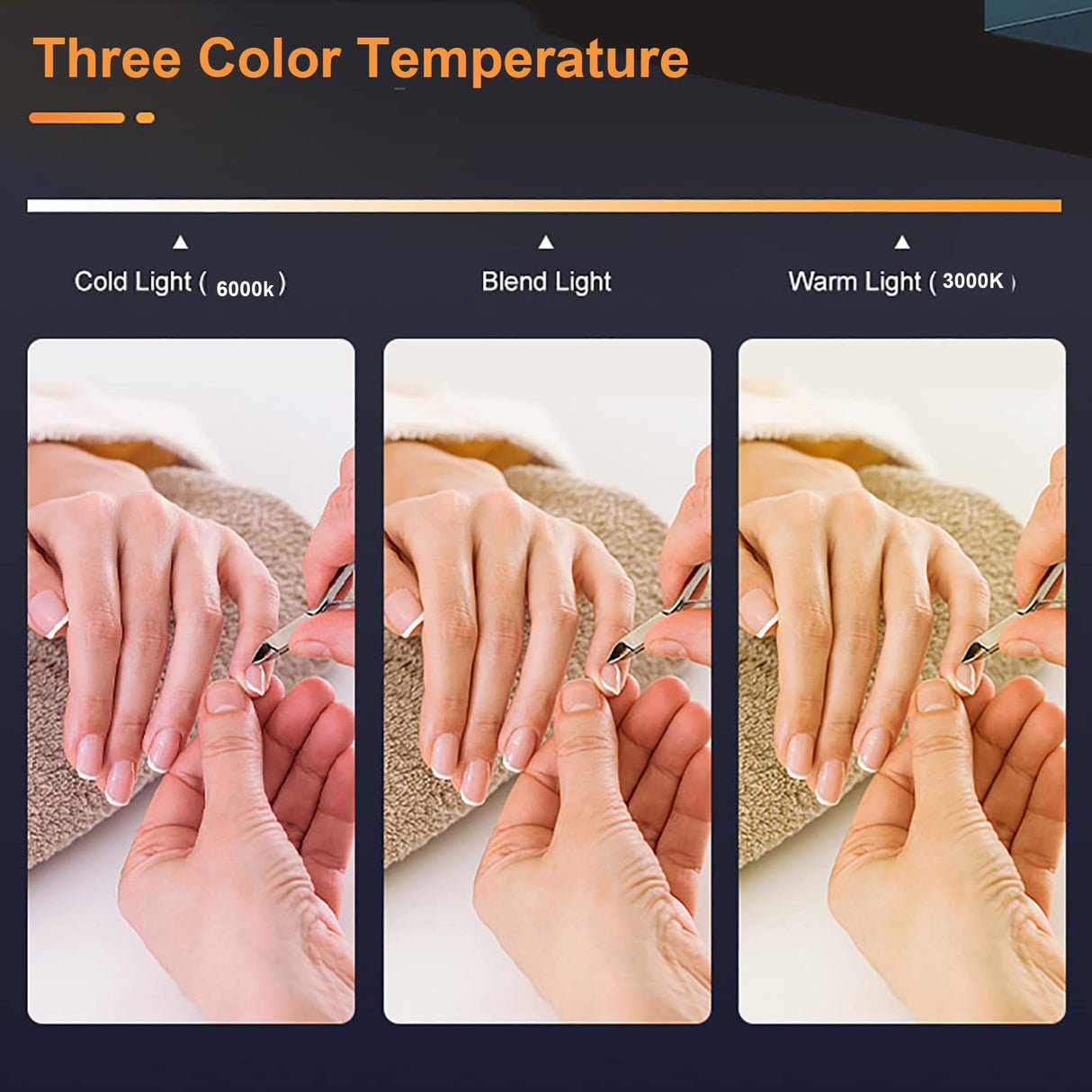 Lash Light for Eyelash Extensions, Desk Lash Lamp, Portable Half Moon Desk Lamp, 3000-6000K Led Nail Desk Lamp for Tattoo Artists, Beauty, Eyebrows,White