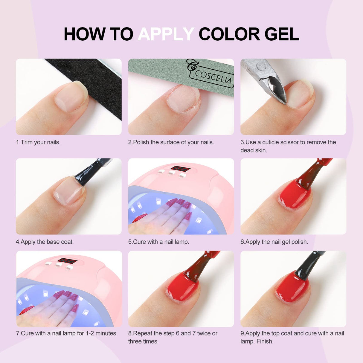 Gel Nail Polish Kit with U V Light, Gel Polish Starter Kit 10 Colors with 36W Nail Lamp and Base Top Gel Coat, Nail Design Kit Manicure Tools and Rhinestones, Decorations Nail Art DIY Set for Women