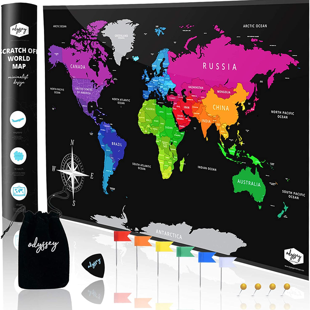 Large Premium Full Colour Scratch Off World Map Easy Bargains Australia