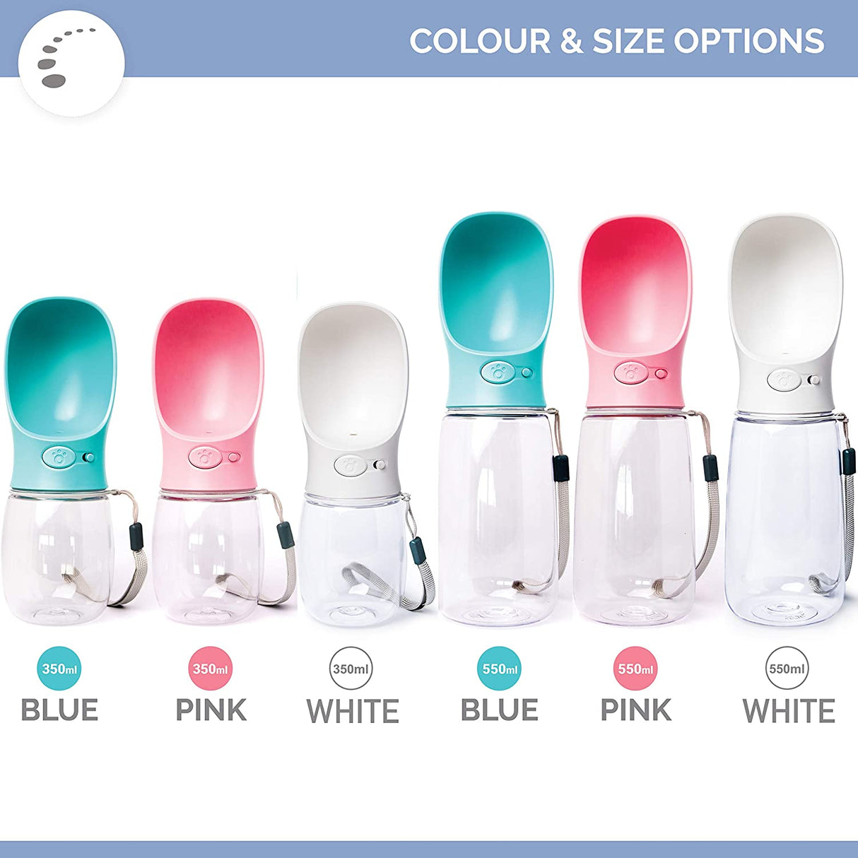 Dog Water Bottle for Walking Hiking Camping Beach Outdoor Travel Lead Leash Accessory Puppy Dogs Pets Drink Alternative to Pet Collapsible Bowl Small (350ml (S/M) Blue)