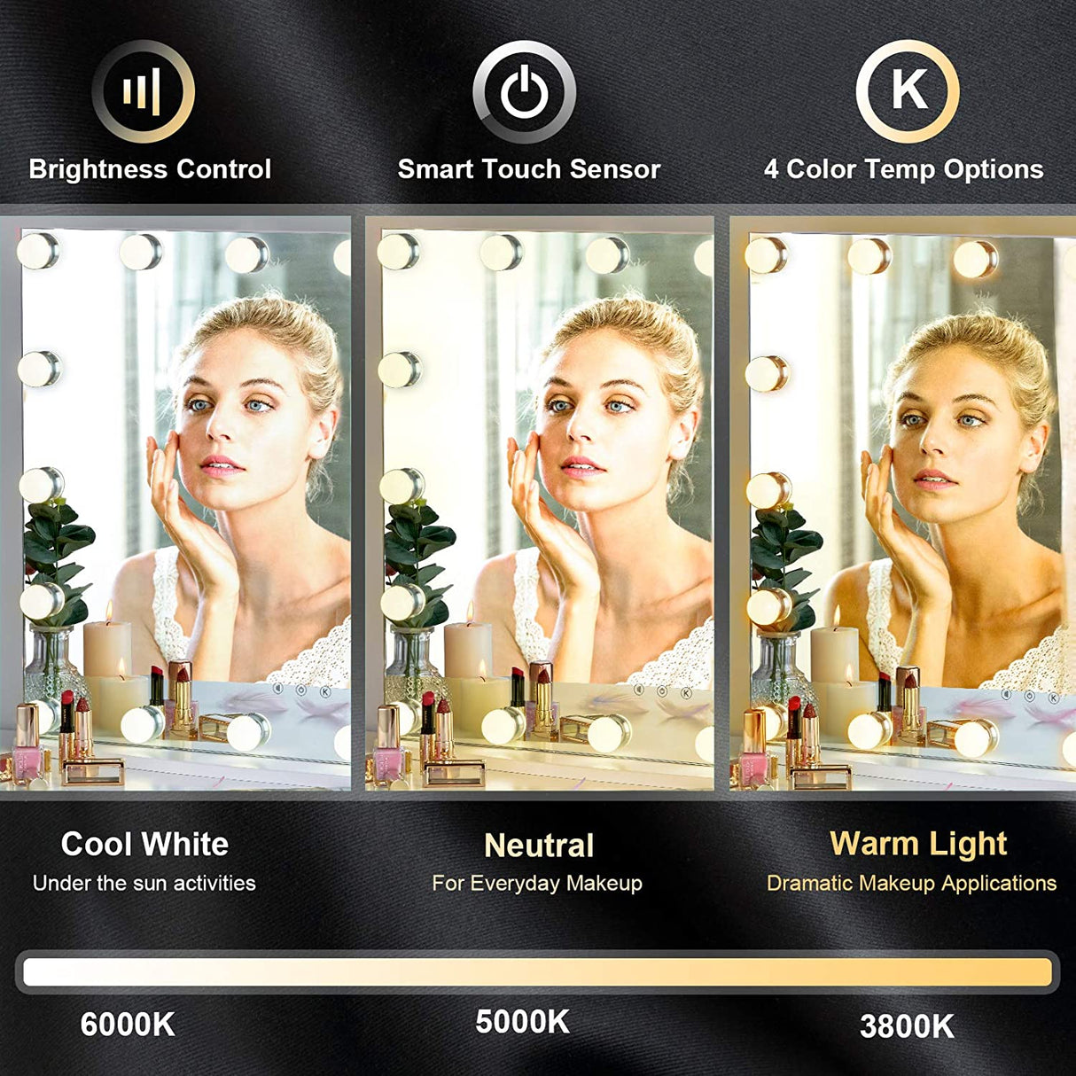 Vanity Tabletop Makeup Hollywood Mirror