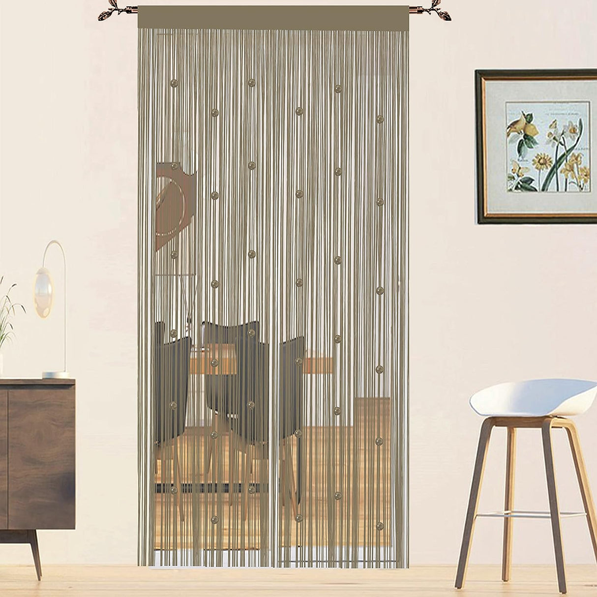 Beads Curtain Door String Curtains for Doorway Tassels Beaded Window Panel Room Divider Wall Decorations Closet Curtains for Bedroom Closet Door Drapes (39x79in, White)