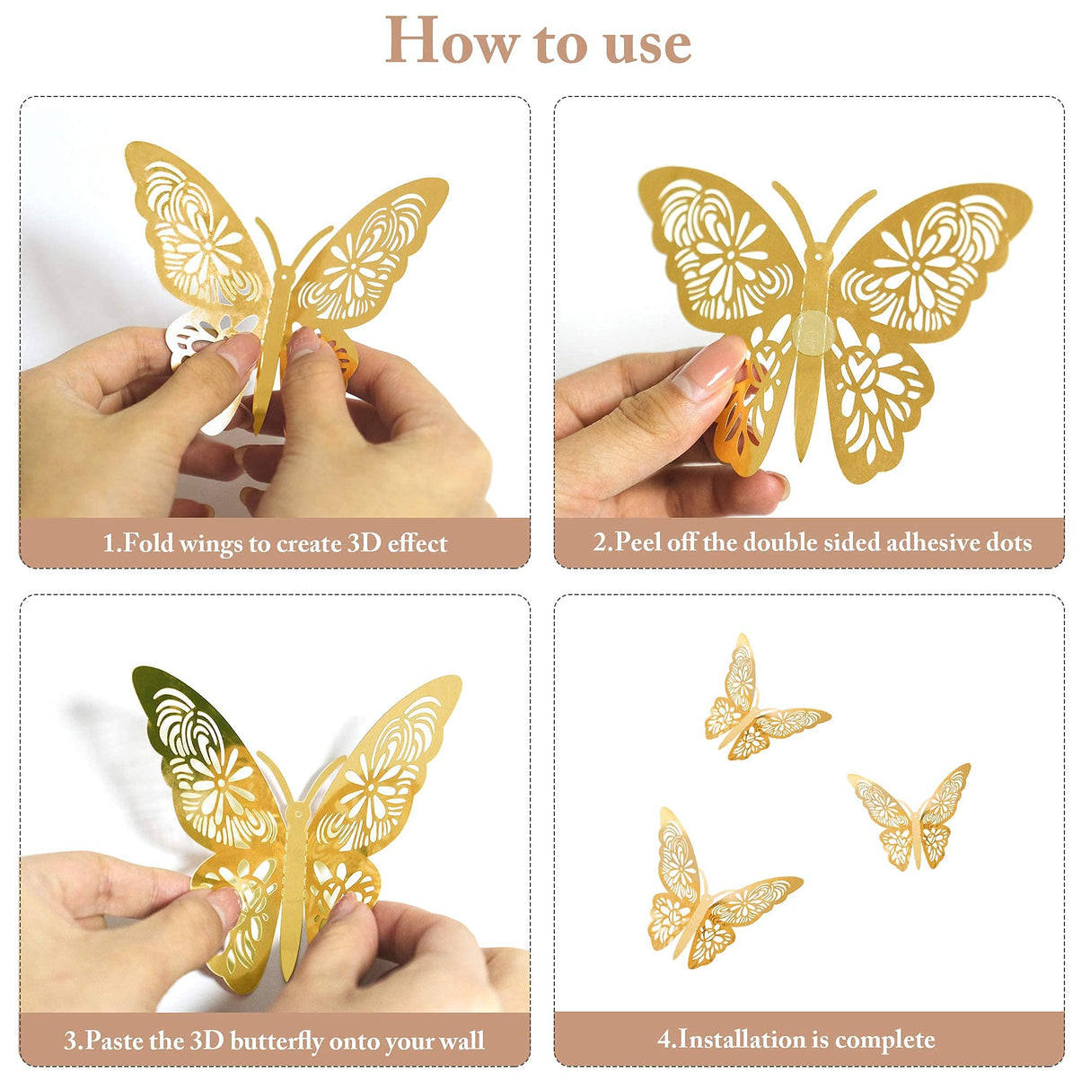 3D Butterfly Wall Stickers 72Pcs