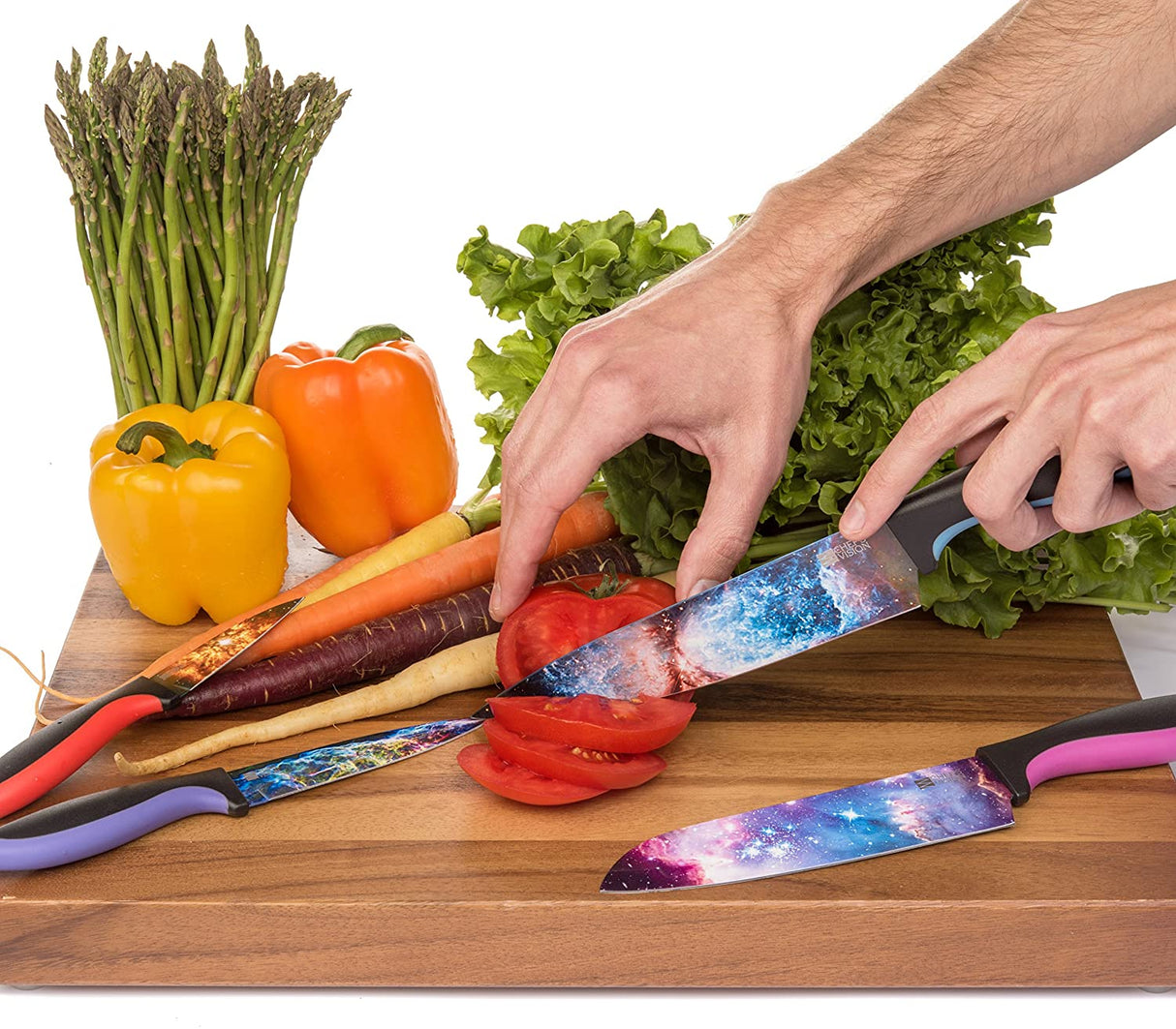 Cosmos Kitchen Knife Set in Gift Box - Color Chef Knives - Cooking Gifts for Husbands and Wives, Unique Wedding Gifts for Couple, Birthday Gift Idea for Men, Housewarming Gift New Home for Women