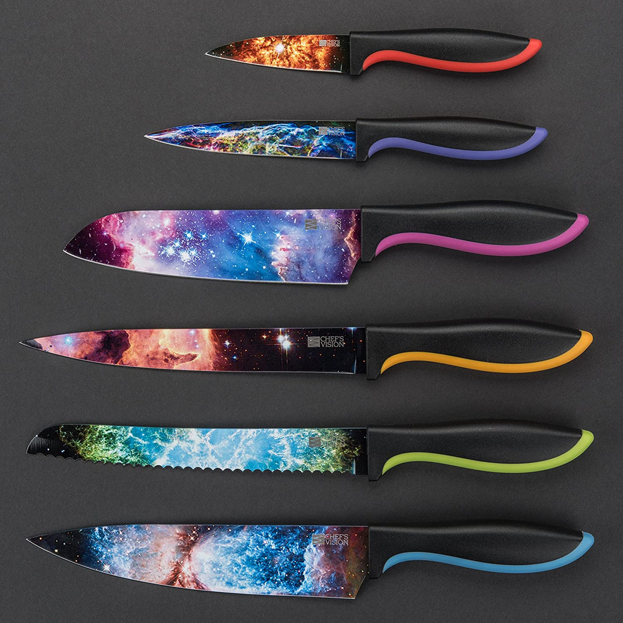 Cosmos Kitchen Knife Set in Gift Box - Color Chef Knives - Cooking Gifts for Husbands and Wives, Unique Wedding Gifts for Couple, Birthday Gift Idea for Men, Housewarming Gift New Home for Women