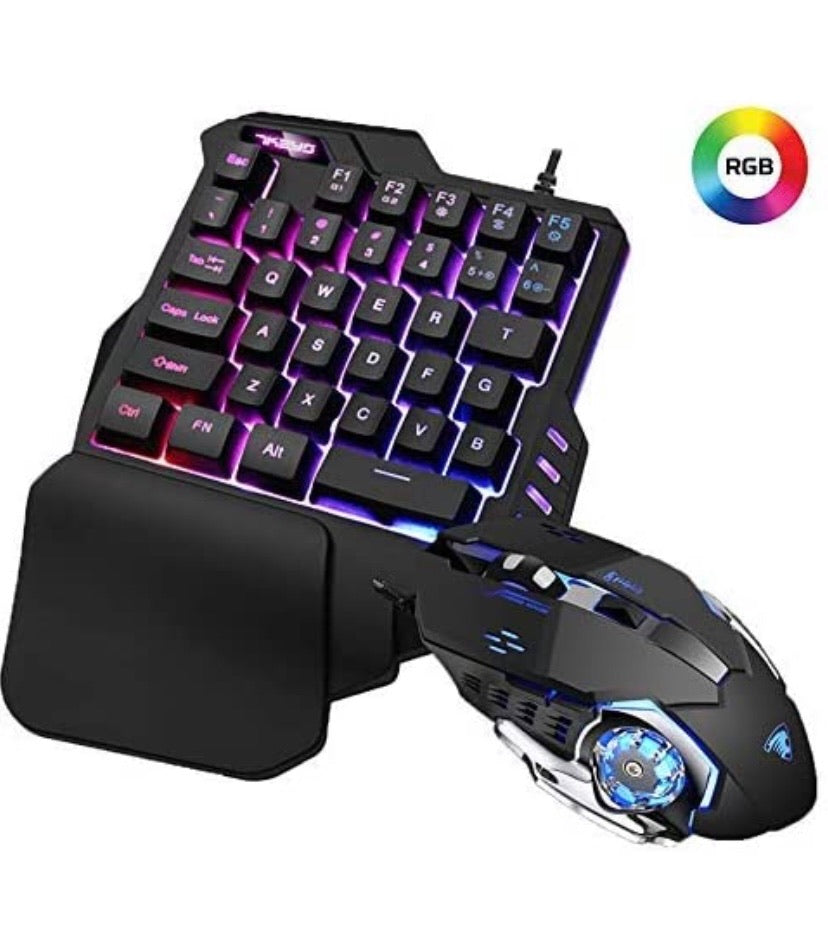 Wired Gaming One Hand Keyboard & Mouse Set
