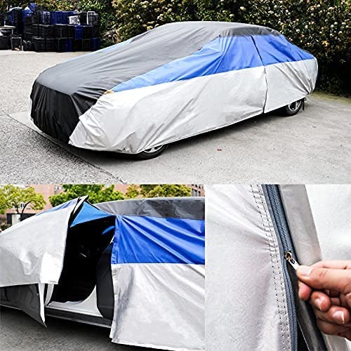 6 Layers Waterproof Car Cover with Cotton Zipper, Universal Fit