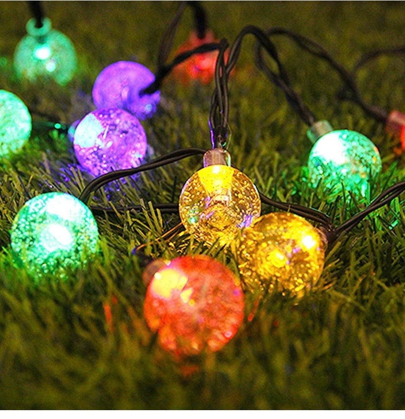 Solar String Lights Garden Lights 21.3ft Waterproof 8 Modes Outdoor Festival Lights Crystal Ball Decorative Fairy Lights for Patio Yard Home Wedding Parties