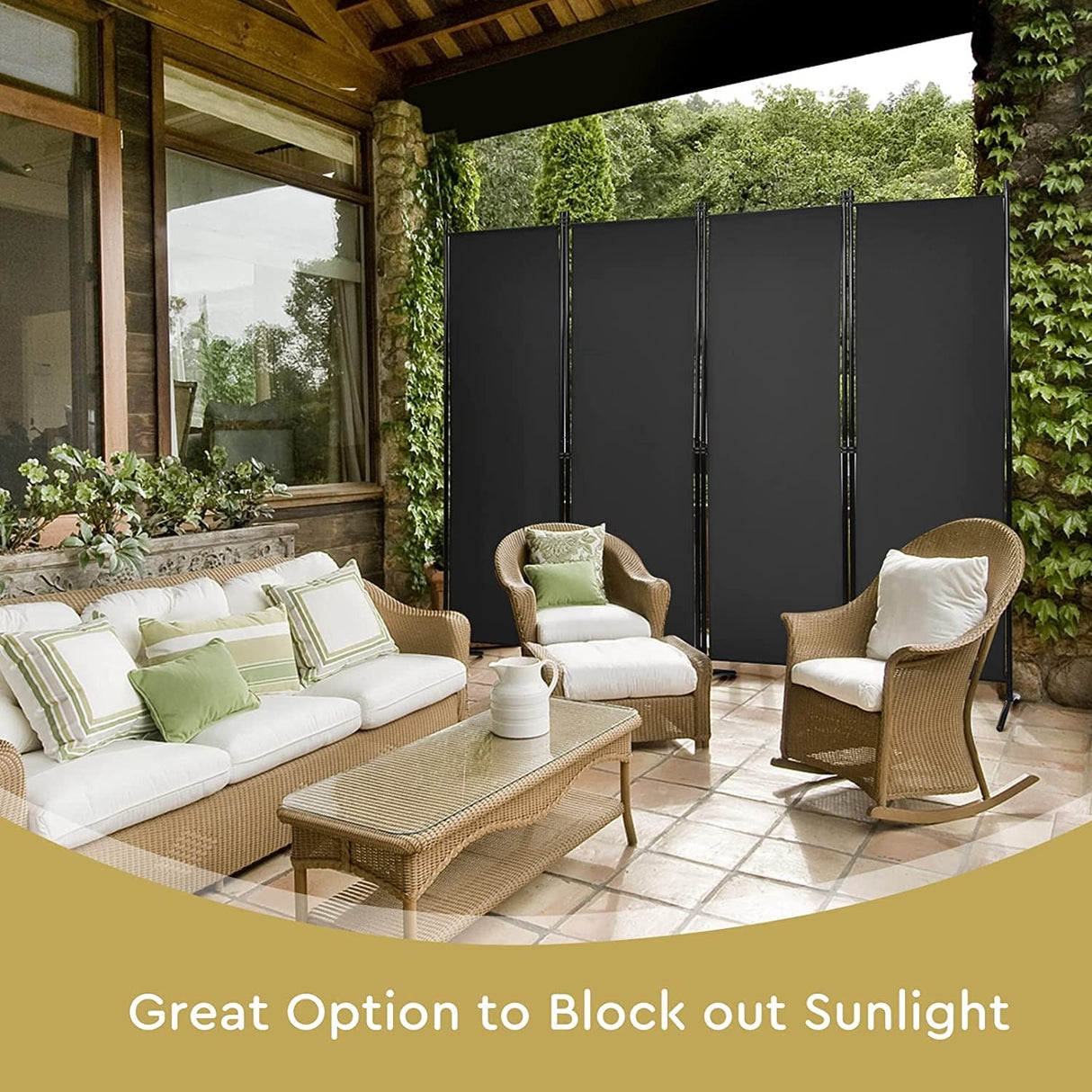 4-Panel Room Divider, Folding Privacy Screen, Portable Fabric Wall Divider and Separator w/ Steel Frame, Indoor & Outdoor Freestanding Privacy Protection for Home, Office, Patio