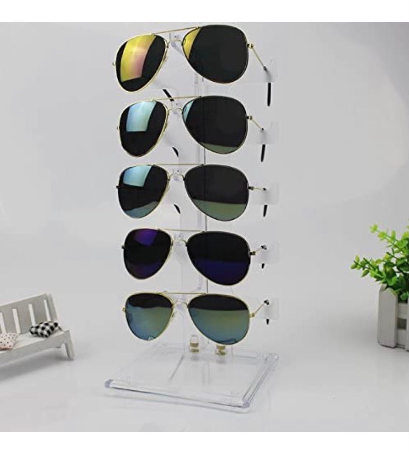 Acrylic 5 Pair Sunglasses Display Rack Holder Glasses Sale Show Eyewear Organizer Display Stand