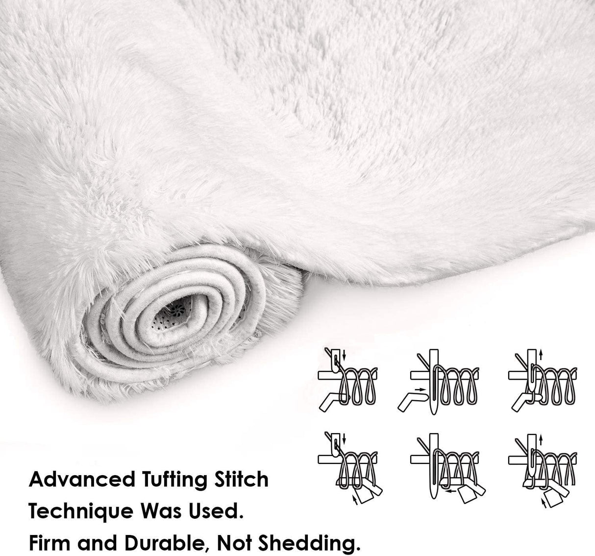 Fluffy Rug, Super Soft Fuzzy Area Rugs for Bedroom Living Room - 4' x 6' Large Plush Furry Shag Rug - Kids Playroom Nursery Classroom Dining Room Decor Floor Carpet, Cream White