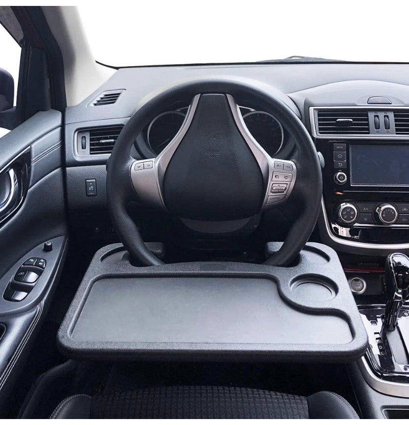 Car Steering Wheel Food Eating Tray Notebook Laptop Table Desk for Cars - Black