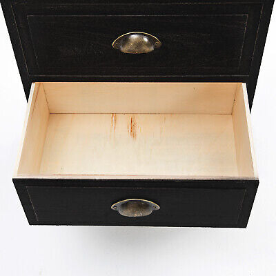 2x LaBella Bedside Table 2 Drawer Vintage Side Storage Cabinet Bedroom BLACK