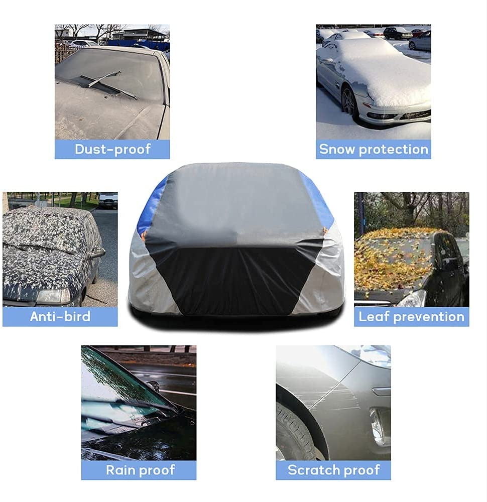 6 Layers Waterproof Car Cover with Cotton Zipper, Universal Fit
