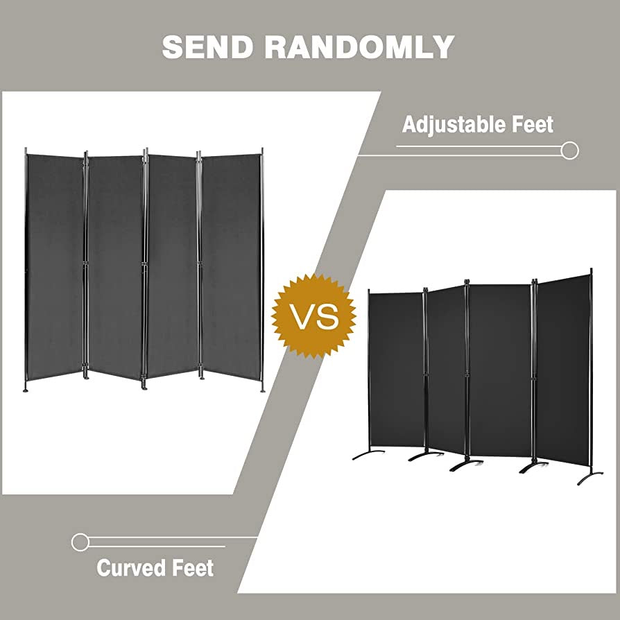 4-Panel Room Divider, Folding Privacy Screen, Portable Fabric Wall Divider and Separator w/ Steel Frame, Indoor & Outdoor Freestanding Privacy Protection for Home, Office, Patio