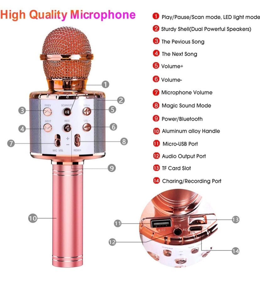 Wireless 4 in 1 Bluetooth Karaoke Microphone