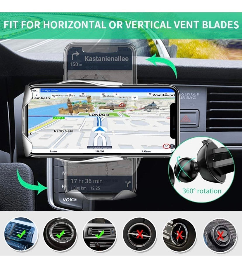 Wireless Car Charger 15W Max Fast Charging Car Mount, Infrared Sensor Auto-Clamping Smart Car Phone Holder Compatible with iPhone 11/11 Pro/11 Pro-Max/XS/X/8, LG V30/V35, Samsung Note 10/S10+/S9, Huawei P30 Pro (Black Silver)