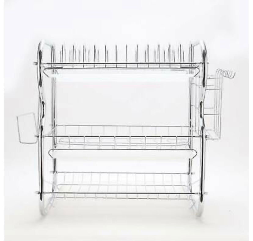 3 Tier Stainless Steel Dish Rack Drainer Cutlery Drainer Kitchen Storage Holder