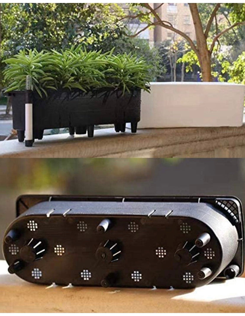 Rectangle Self Watering Planter Pots Window Box 40 cm Indoor Home Garden Modern Decorative Planter Pot for All House Plants Flowers Herbs (1, White(14x40 cm))