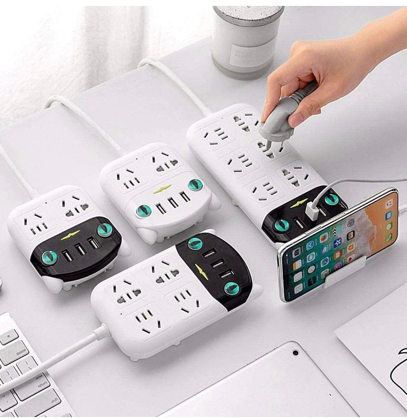 International Power Board Strip 6 Way Outlets Socket 3 Fast USB Charging Charger Ports w/Surge Protector 1.8M (6 Outlet 3 USB)