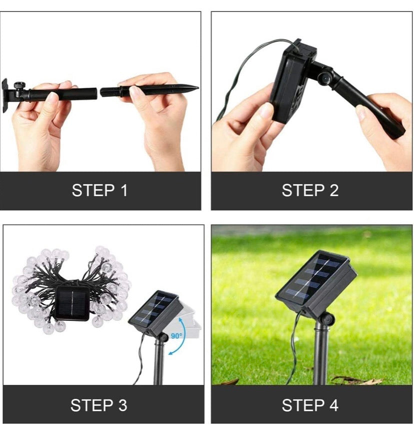 Solar String Lights Garden Lights 21.3ft Waterproof 8 Modes Outdoor Festival Lights Crystal Ball Decorative Fairy Lights for Patio Yard Home Wedding Parties