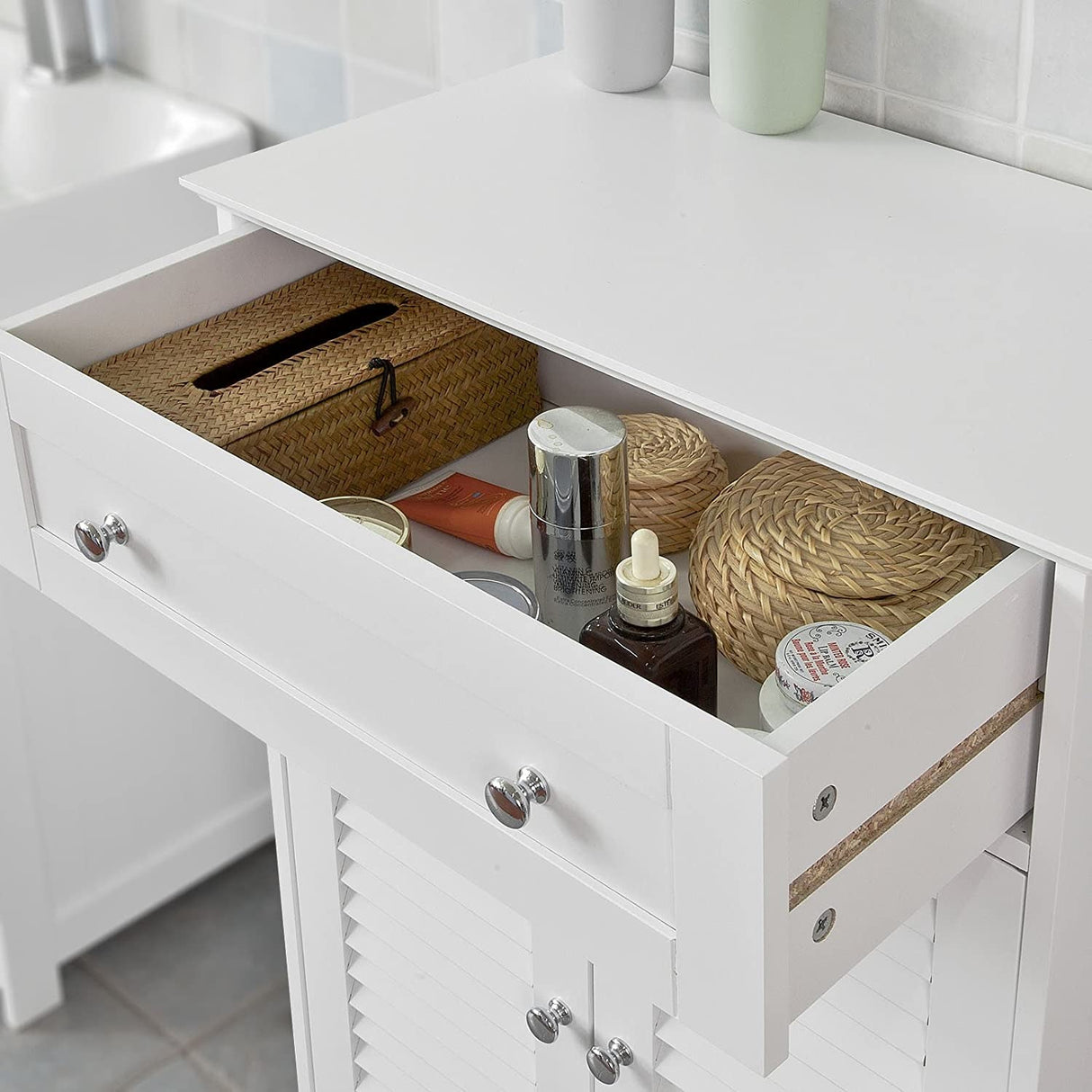 Freestanding Storage Cabinet with Doors/Drawer