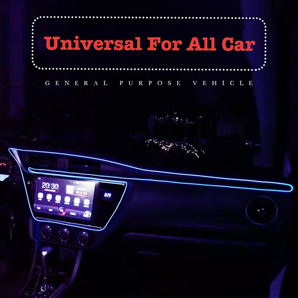 EL Wire Interior Car LED Strip Lights, USB Neon Glowing Strobing Electroluminescent Wire Lights, Ambient Lighting Kits for Car, Garden, Decorations, 5M (Blue)