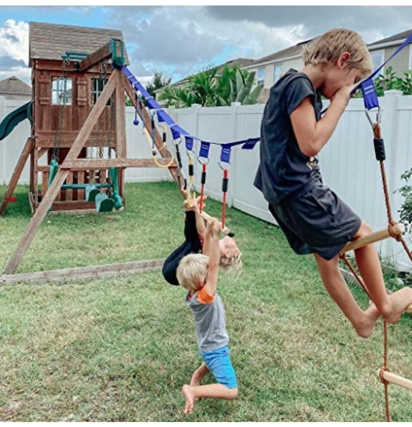 Ninja Warrior Line Hanging Obstacle Course for Kids