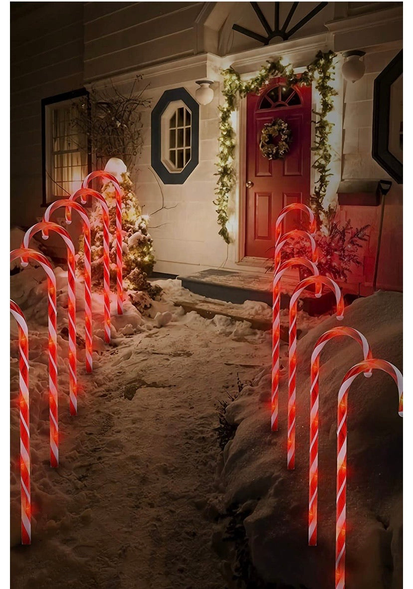 29 Inches Christmas Candy Cane Pathway Markers Set of 12 Christmas Indoor/Outdoor Decoration Lights 8 Blinking Modes